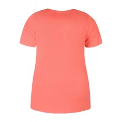 Zhenzi Fenn 713-T-shirt S/S - Koral t-shirt med print 200713 Coral Poppy fra Zhenzi
