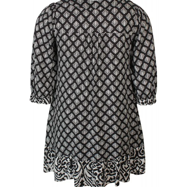 Zhenzi Ghia 751-Tunic 3/4 - Sort printet tunika 200751 Black fra Zhenzi