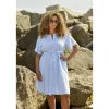 Zhenzi Grea 748-Dress S/S - Blå stribet kjole med broderi 200748 Blue Bell fra Zhenzi