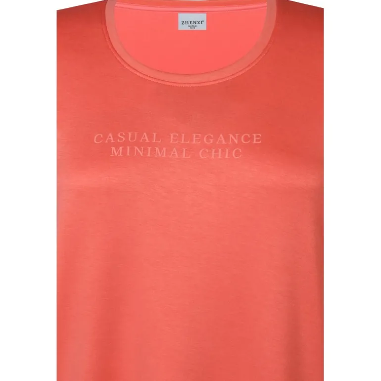 Zhenzi Mya 733-Tunic S/S - Koral farvet jersey kjole 200733 Coral poppy fra Zhenzi