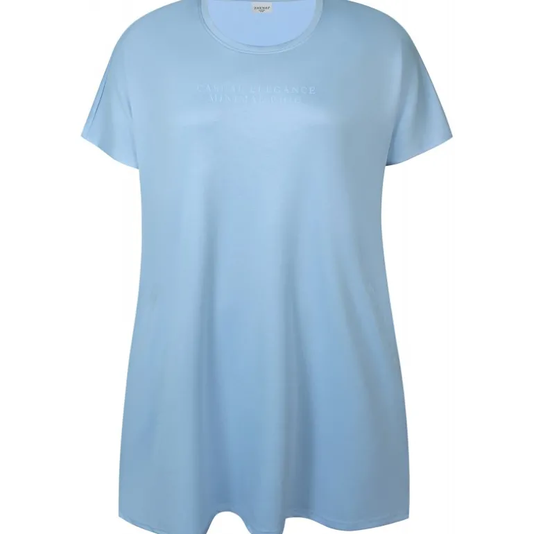 Zhenzi Mya 733-Tunic S/S - Lyseblå jersey kjole 200733 Blue bell fra Zhenzi