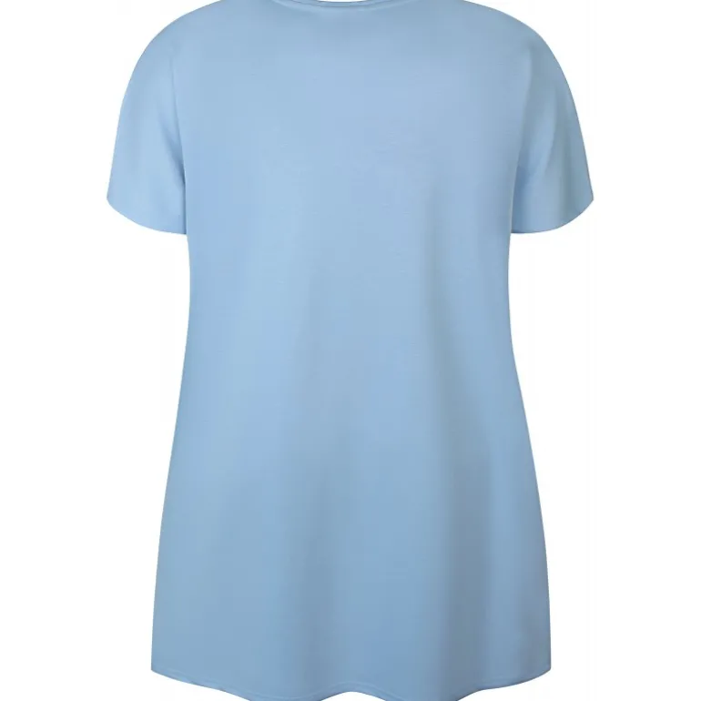 Zhenzi Mya 733-Tunic S/S - Lyseblå jersey kjole 200733 Blue bell fra Zhenzi