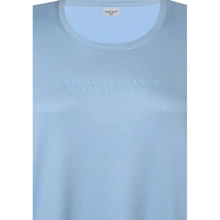 Zhenzi Mya 733-Tunic S/S - Lyseblå jersey kjole 200733 Blue bell fra Zhenzi