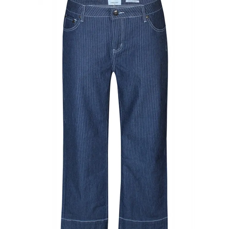 Zhenzi Rupi 04-Rupi Fit - Blå buks med hvid nålestrib 200679 Pinestripe dark blue fra Zhenzi