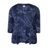 Zhenzi Sylva 629 T-shirt 3/4 - Blå printet bluse 200629 Navy fra Zhenzi