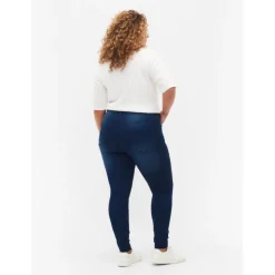 Zizzi Jeans, Long, Amy J10305L - Blå jeans Blue Denim fra Zizzi