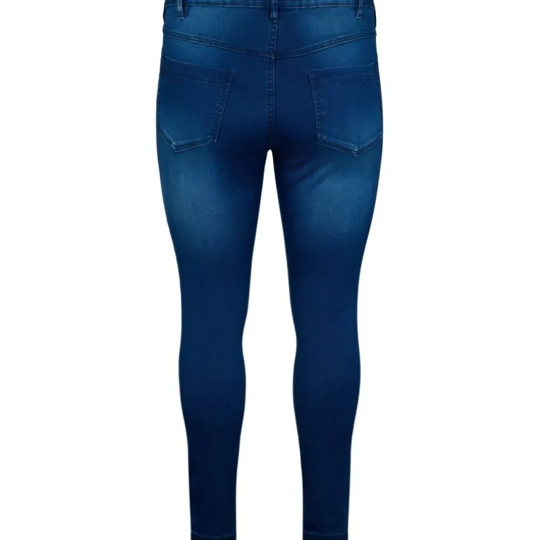 Zizzi Jeans, Long, Amy J10305L - Blå jeans Blue Denim fra Zizzi
