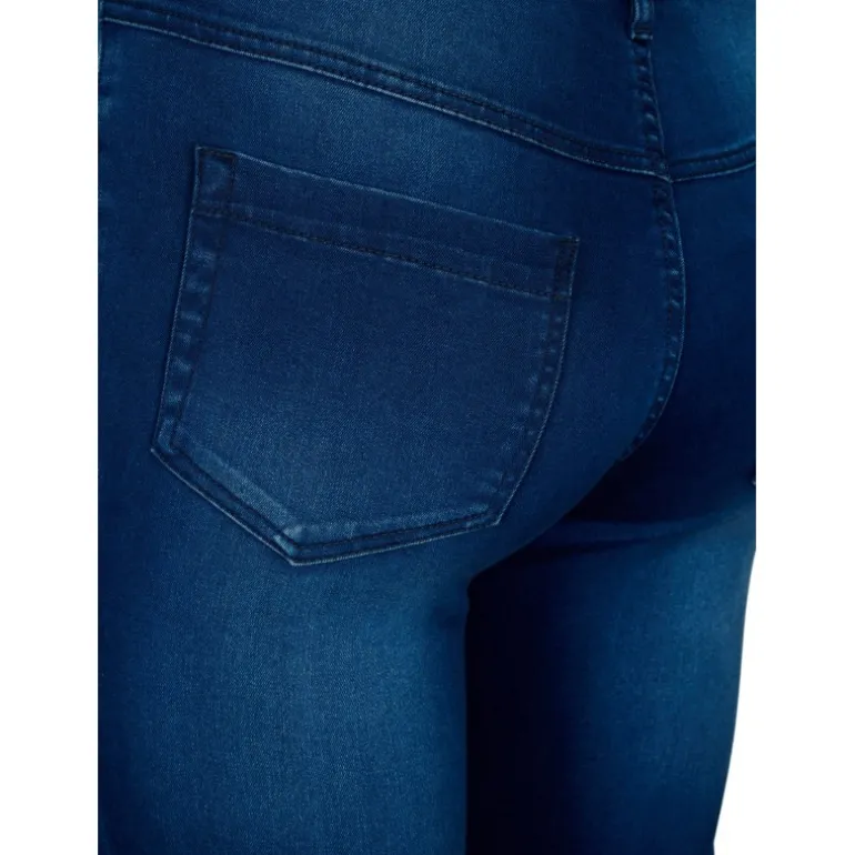 Zizzi Jeans, Long, Amy J10305L - Blå jeans Blue Denim fra Zizzi