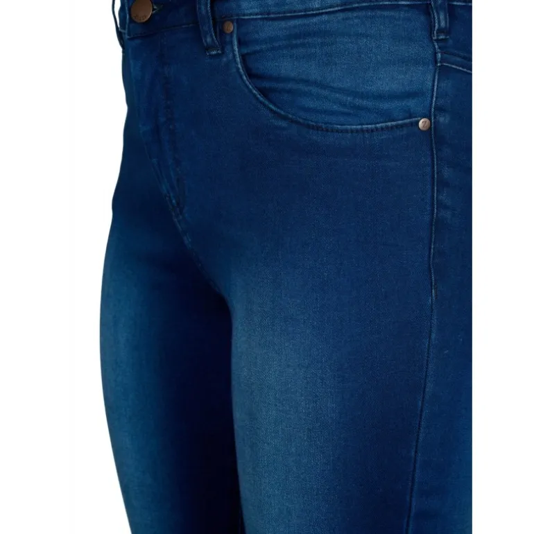 Zizzi Jeans, Long, Amy J10305L - Blå jeans Blue Denim fra Zizzi
