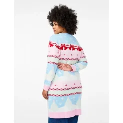 Zizzi MCHRIS L/S DRESS - Strikkjole med julemotiv M61357B Cerulean Comb fra Zizzi
